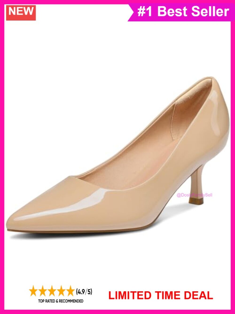 Women's Kitten Heel Pointed Toe Pumps Patent PU Dress Shoes